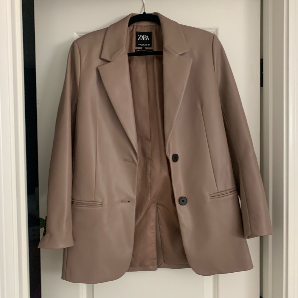 ZARA Faux Leather Blazer Size XS